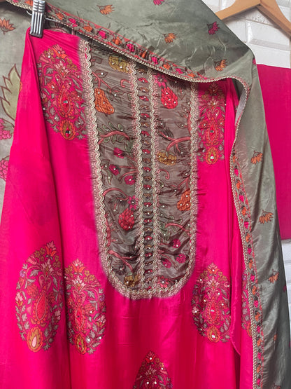 Glass organza unstitched ladies suit Rc17700 (b)