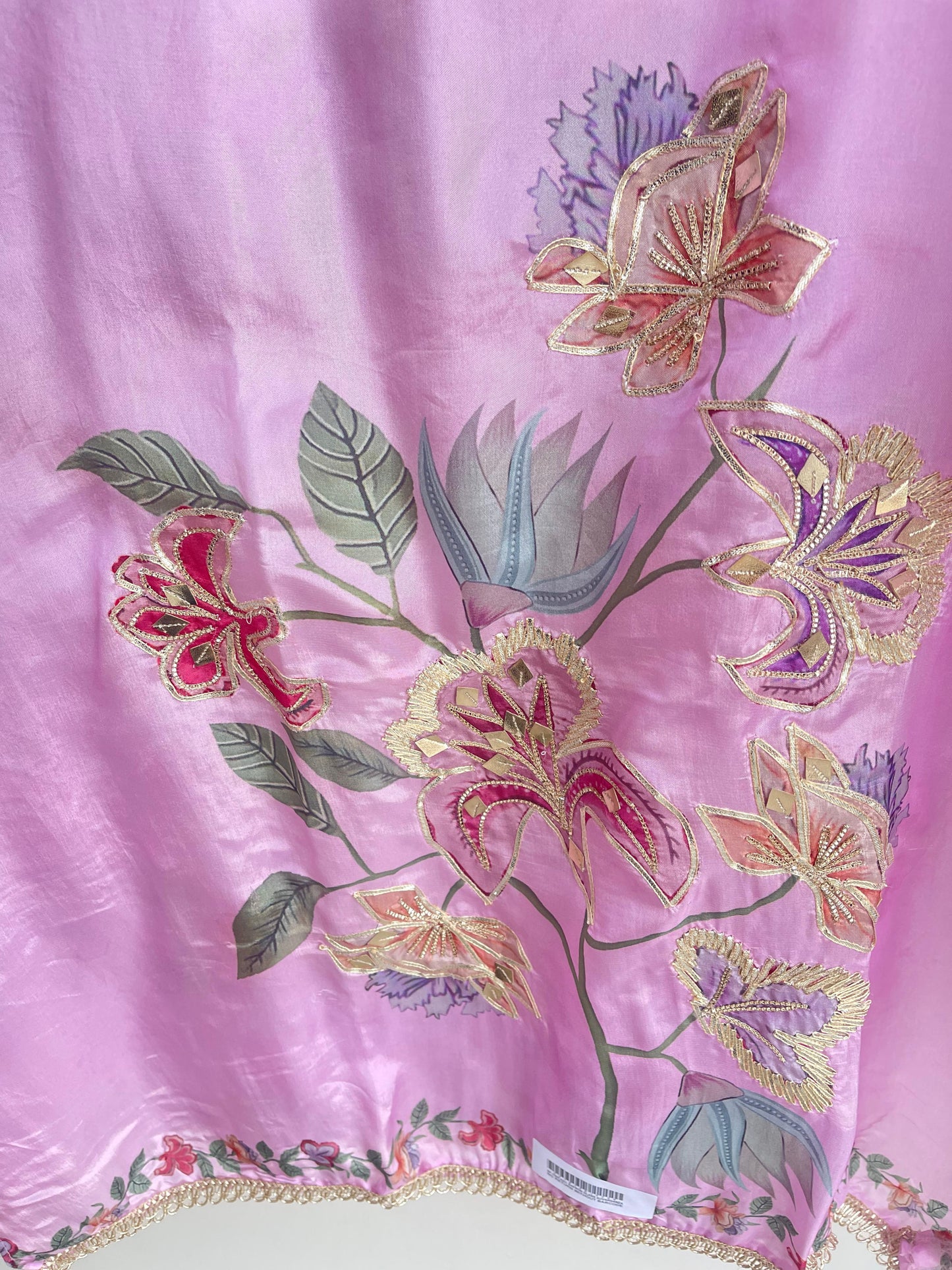 Satin crepe unstitched ladies suit Rc18355