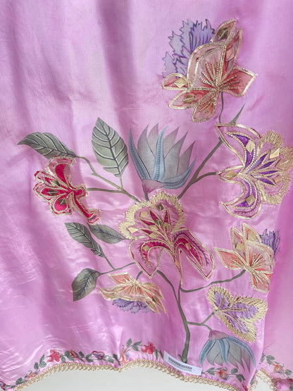 Satin crepe unstitched ladies suit Rc18355