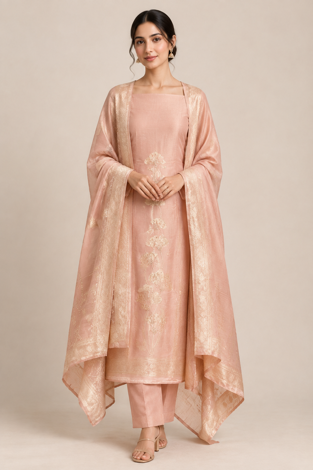 Exquisite Banarasi Shimmer Giraffe Silk Unstitched 3 Pcs Designer Suit Set