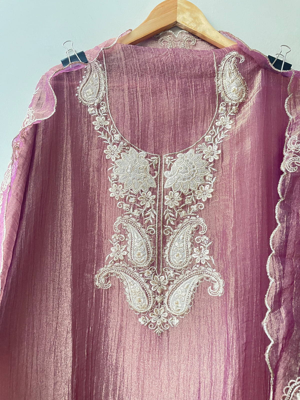 Exquisite Shimmer Tissue Embroidered Unstitched 3 pcs Designer Suit