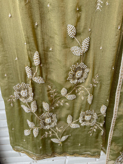 Crushed chinnon silk unstitched ladies suit Rc17661  (b)