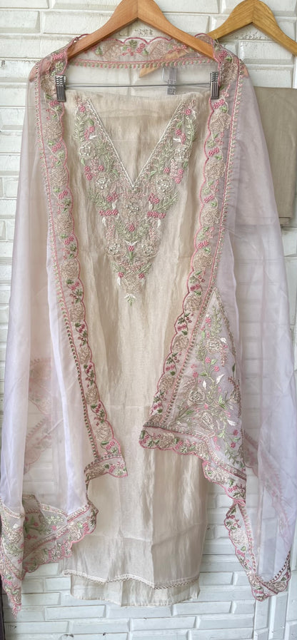 Crushed tissue unstitched ladies suit Rc19287