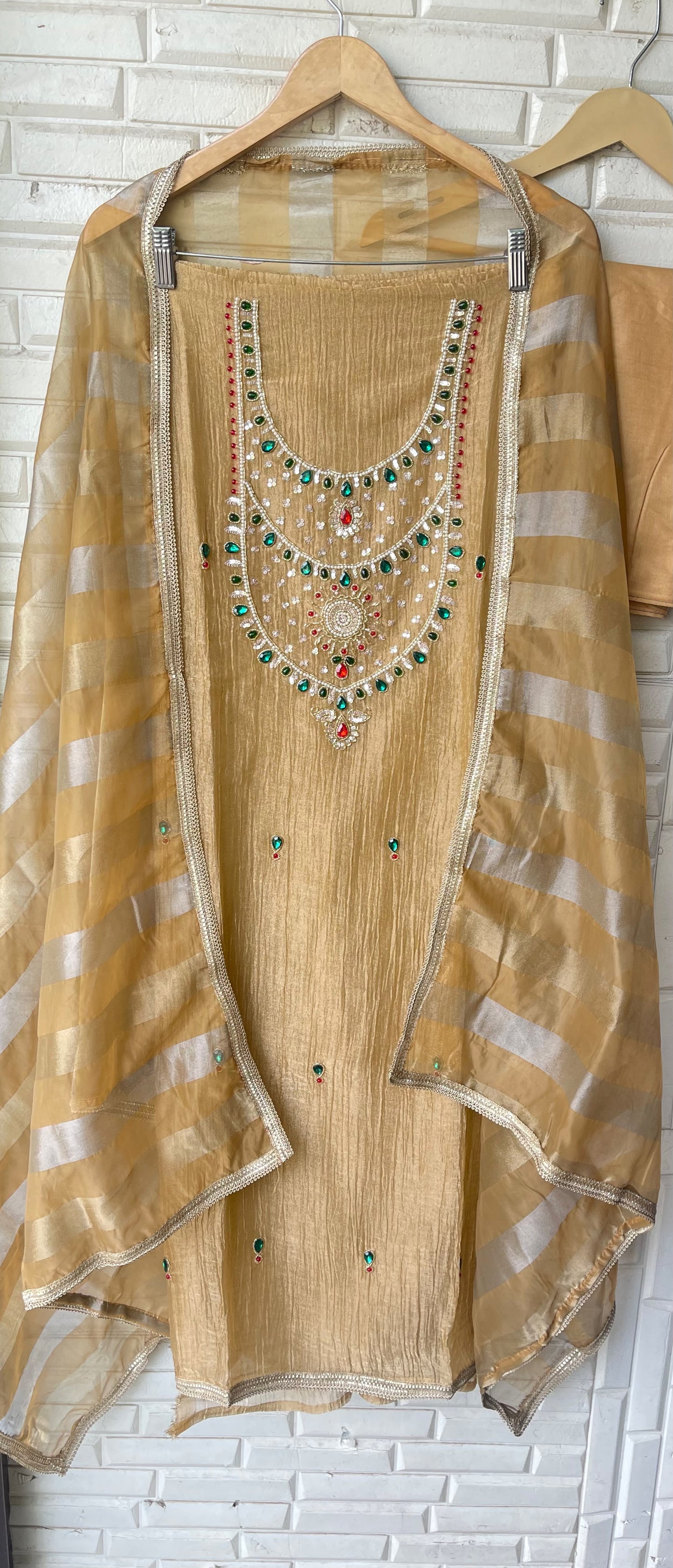 Pure crushed shimmer tissue unstitched ladies suit Rc19293 (c)