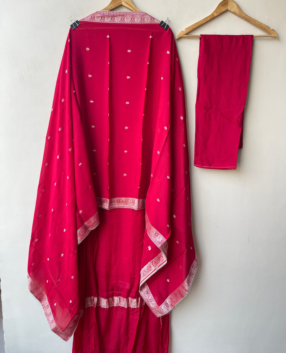 Banarasi Mul Chanderi 3pcs Designer Unstitched Suit Set