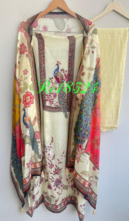Satin Crepe Unstitched Ladies Suit RC-18324 – view 5