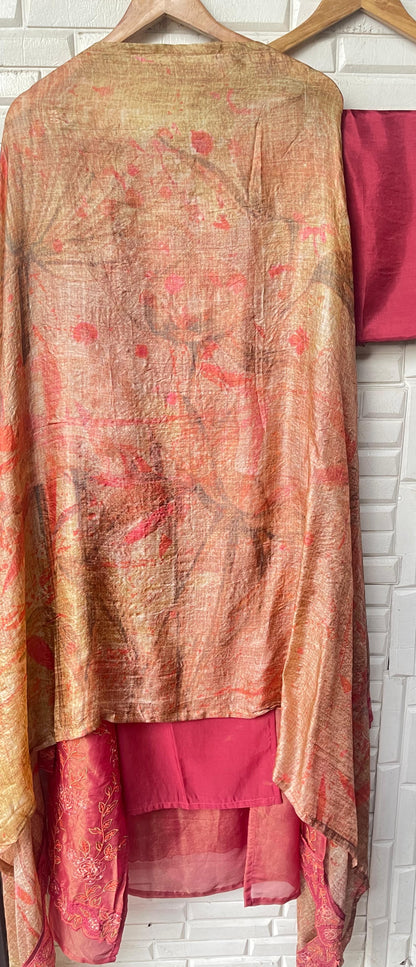 Pure shimmer silk unstitched ladies suit Rc17705