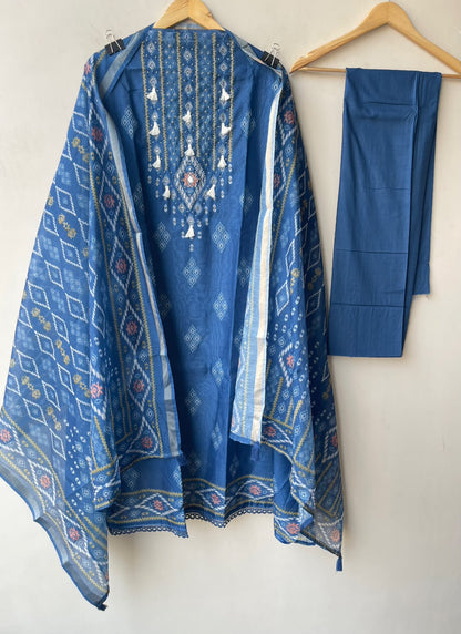 Elegant Mul Chanderi Maheshwari Printed Suit Set