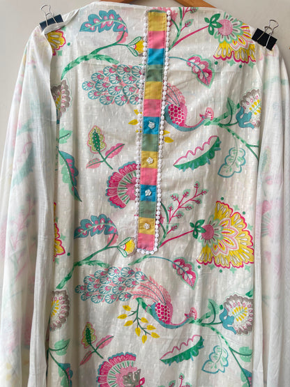Self cotton printed unstitched ladies suit Rc18979