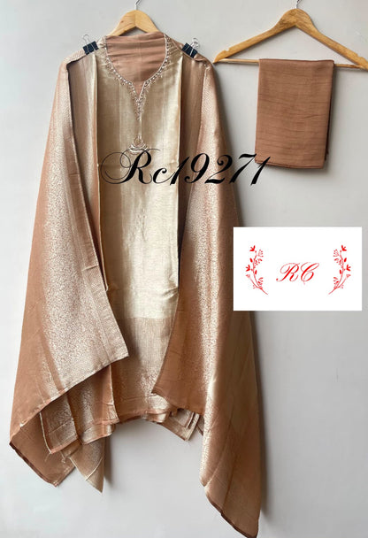 Self giraffe silk unstitched ladies suit Rc19271 (a)