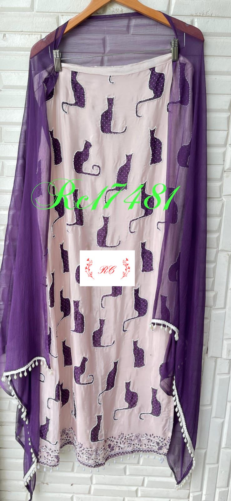 Organza crepe unstitched ladies suit Rc17481