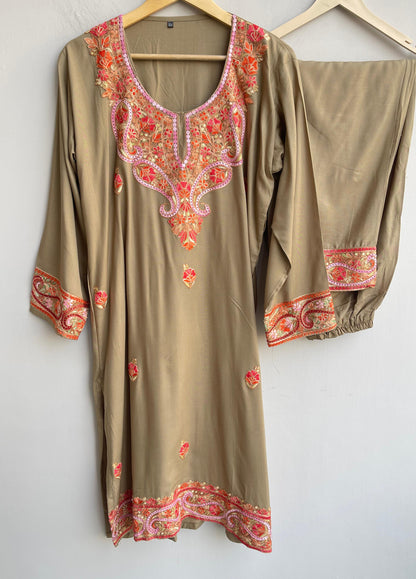 Reyon kashmiri kadai ready ladies coord set Rc18390 (a)