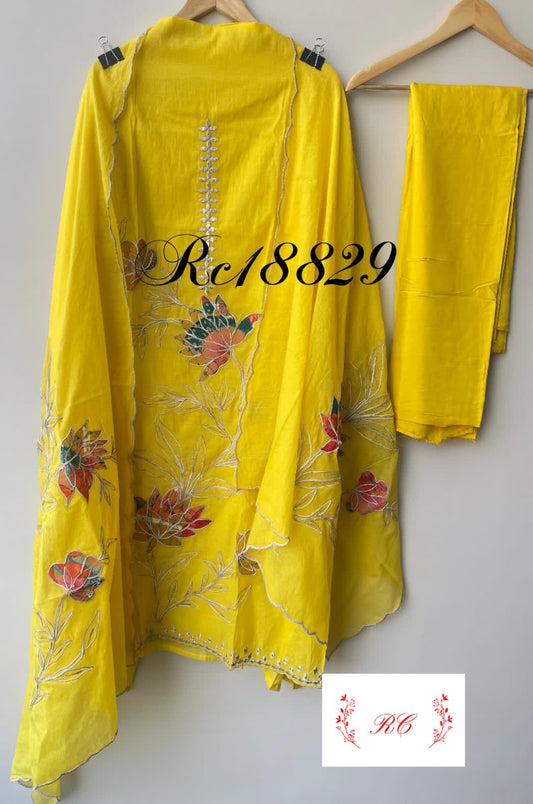 Mul chanderi unstitched ladies suit Rc18829