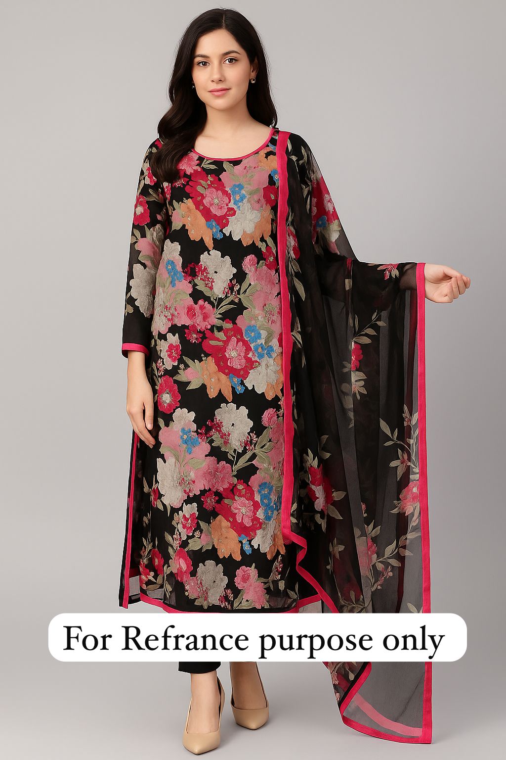 Crape satin unstitched ladies suit Rc17742