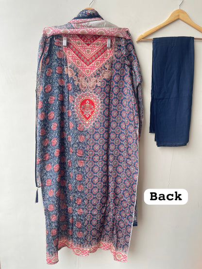 Satin crepe printed ladies unstitched suit Rc19153