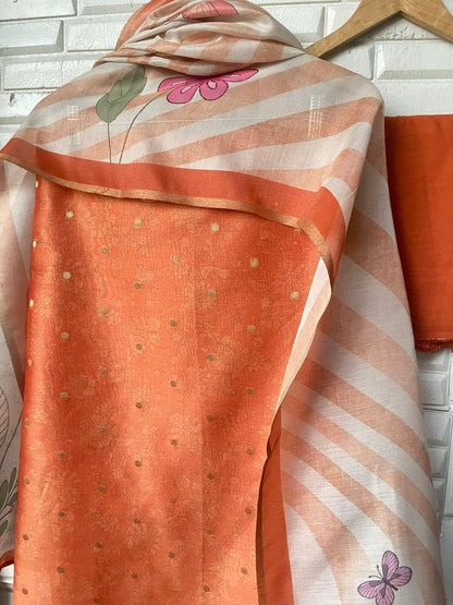 Banarasi shimmer linen unstitched ladies suit Rc17786