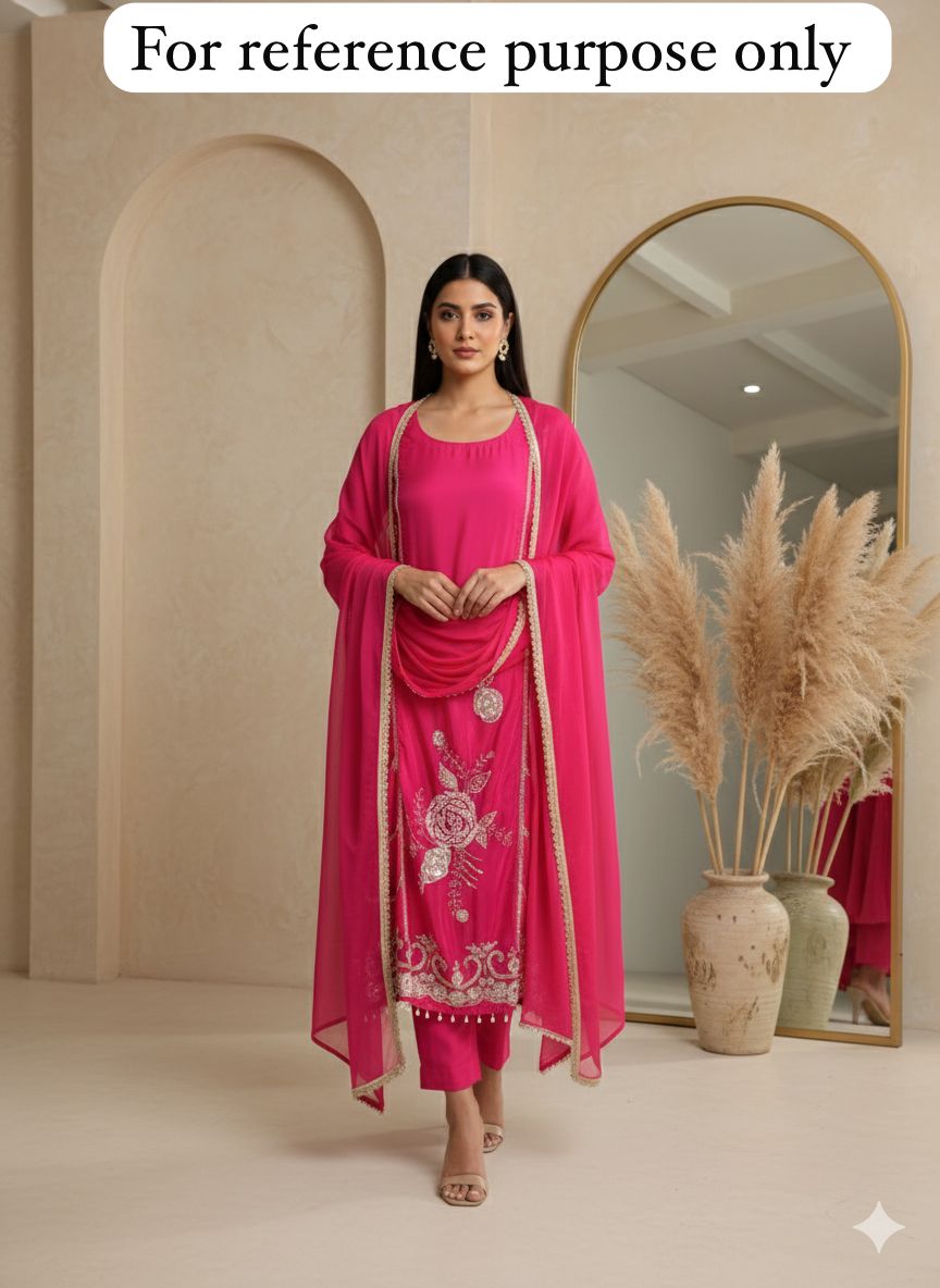 Satin crepe unstitched ladies suit Rc18393 (c)