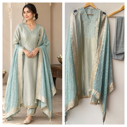 Pure Giraffe Shimmer Silk Luxury Unstitched Suit Set