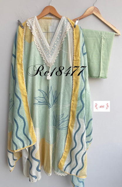 Linen printed unstitched ladies suit Rc18477