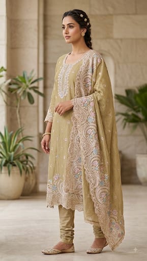 Pure Crushed Shimmer Tissue Ladies Unstitched Suit with Zari Embroidery RC-19268(B) - Royal Chic by Priti (photo 2)