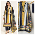 Designer Cotton Linen Printed Unstitched 3 pcs Suit Set