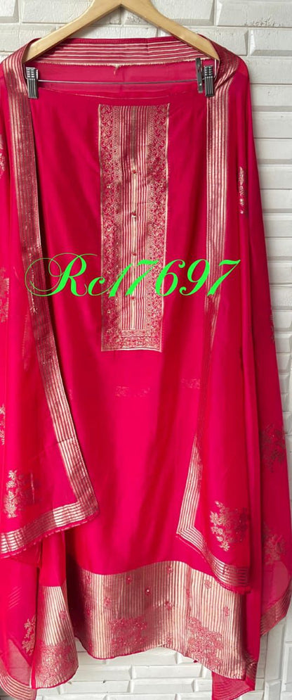 Banarasi organza silk unstitched ladies suit Rc17697