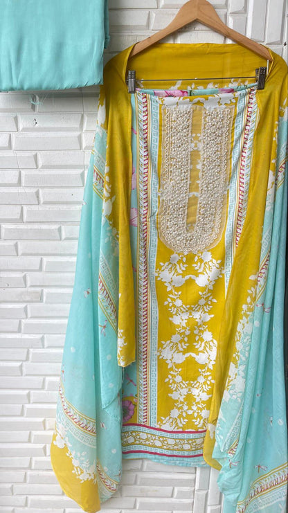 Cotton Printed Unstitched Ladies Suit Rc17241