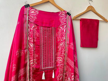 Gajji silk printed unstitched ladies suit Rc19311 (b)