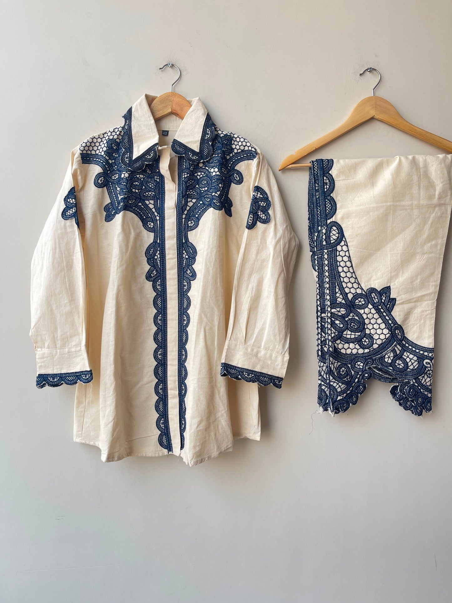Linen stitched ladies coord set Rc19098