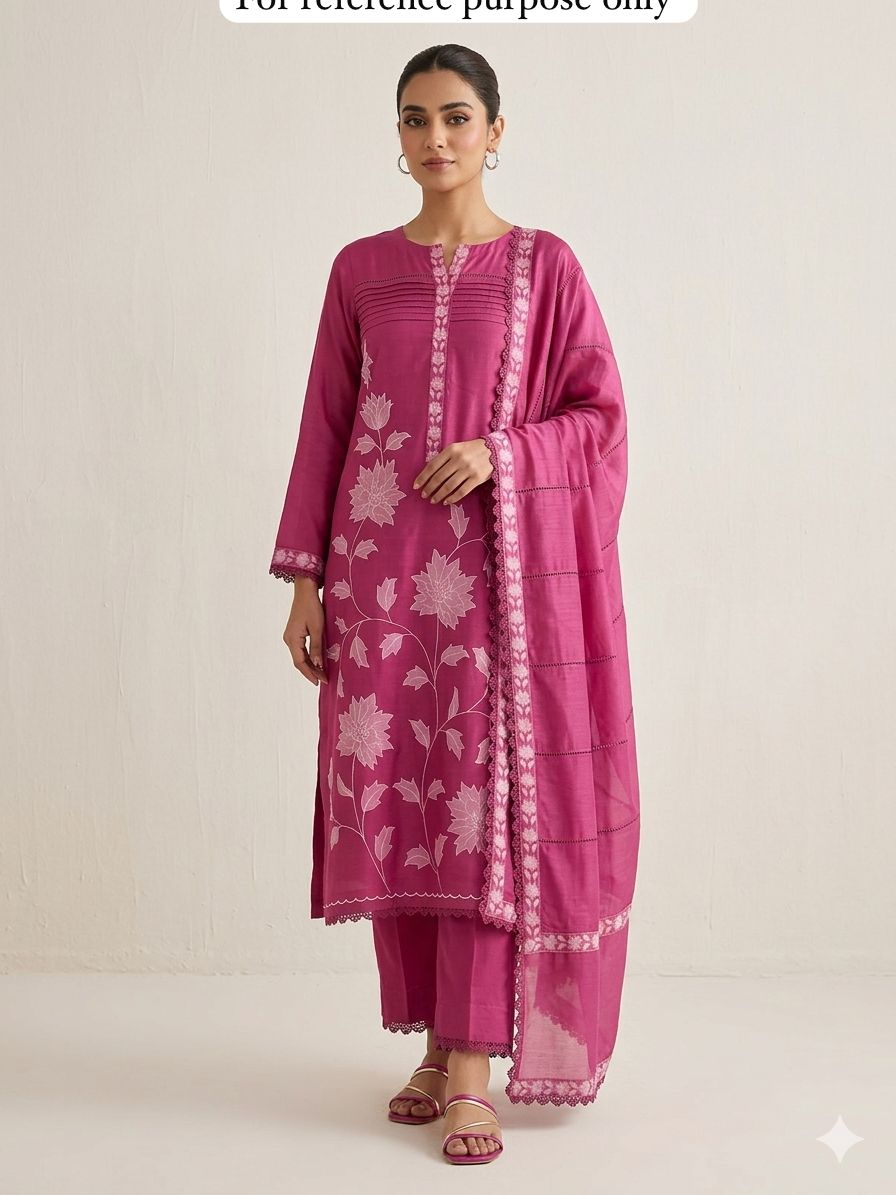 Mul chanderi printed ladies unstitched suit Rc18585