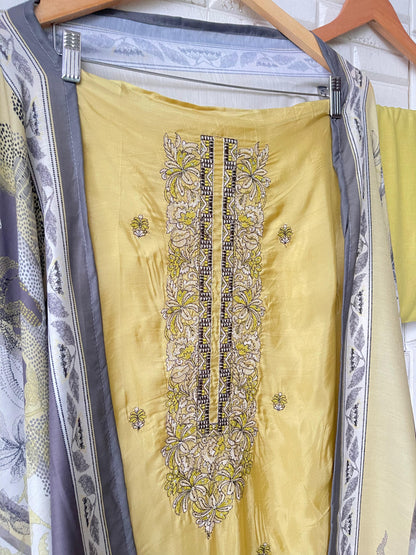 Paper silk unstitched ladies suit Rc17622