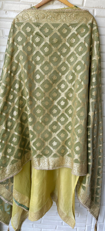 Banarasi shimmer silk unstitched ladies suit Rc17754