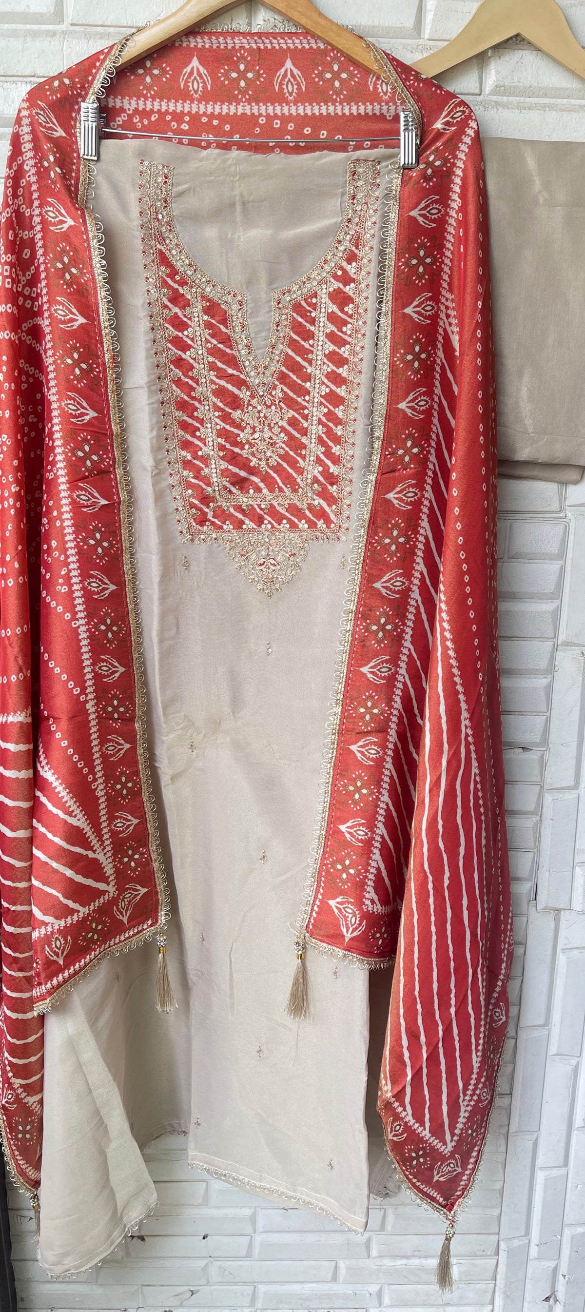 Premium Shimmer Silk Unstitched Designer Suit Set