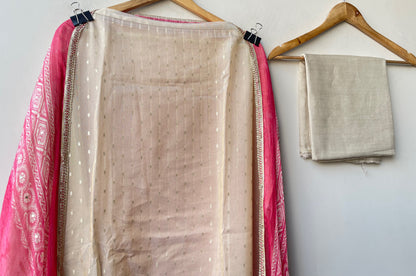 Banarasi Shimmer Organza Silk Embroidered Unstitched Suit Set
