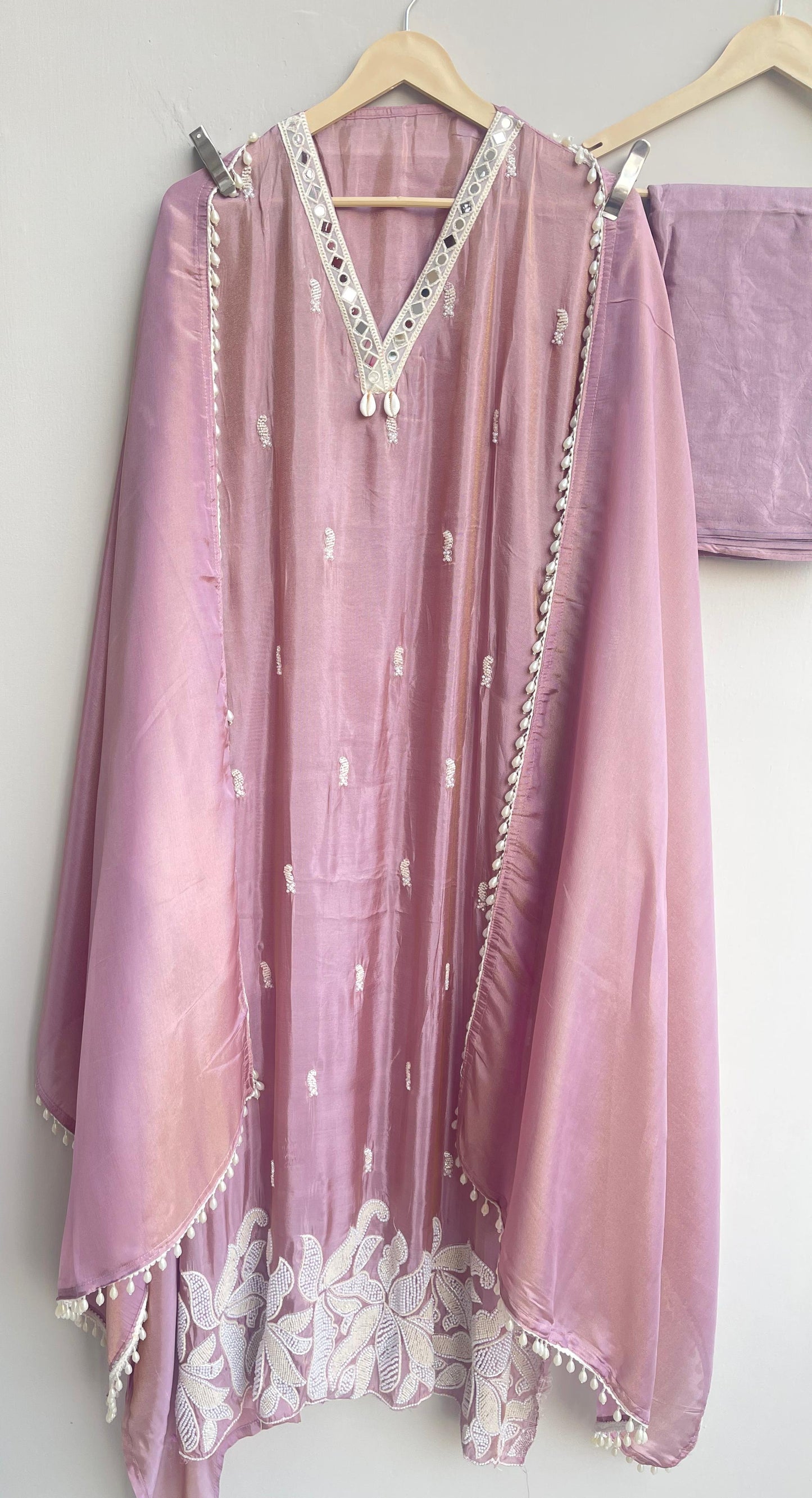 Shimmer silk unstitched ladies suit Rc17896