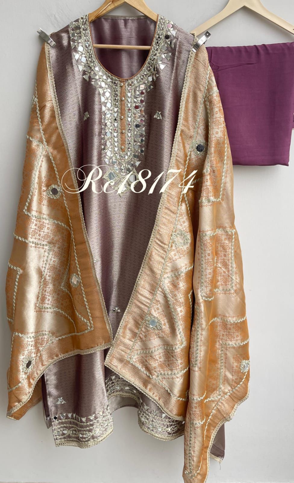 Brocade silk unstitched ladies suit Rc18174