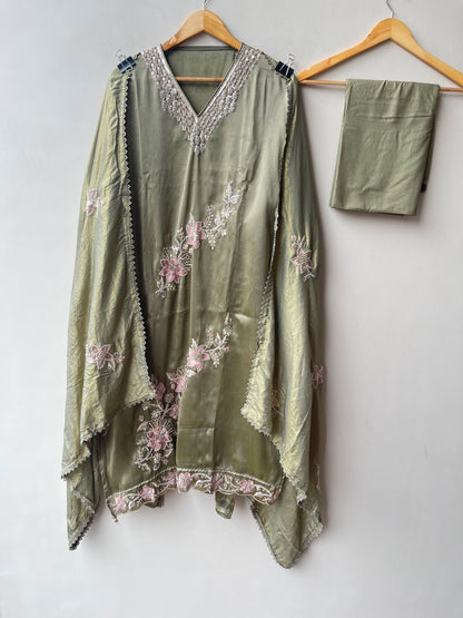 Pure shimmer giraffe silk unstitched ladies suit Rc19170 (b)