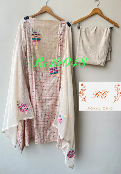 Mul chanderi printed ladies unstitched suit Rc19048 (b)