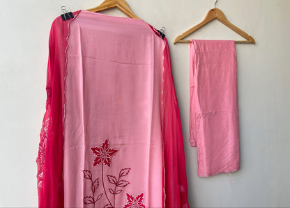 Premium Organza Tuile unstitched Designer 3 Pcs Suit Set