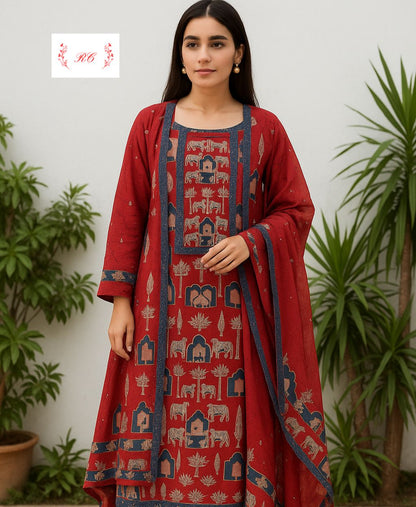 Self linen cotton unstitched ladies suit Rc17549 (a)