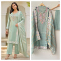 Designer Shimmer Organza Embroidered Unstitched 3pcs Suit Set