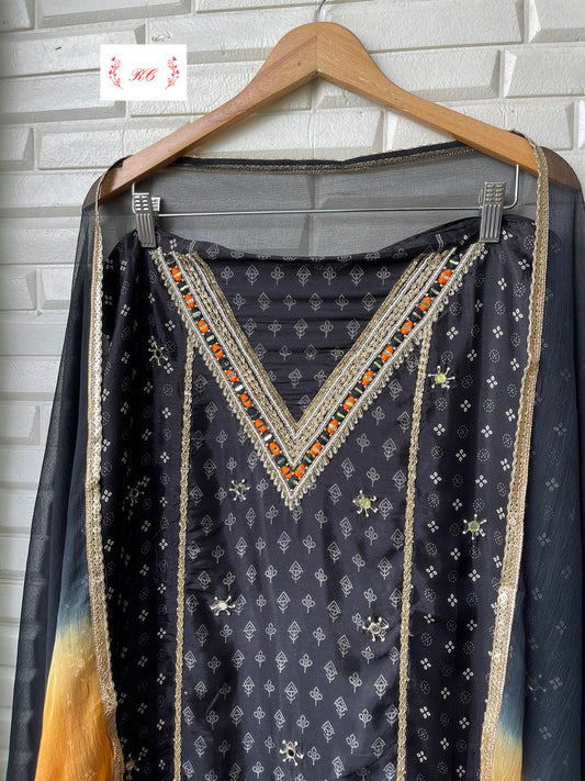 Organza Silk Unstitched Ladies Suit Rc 15147
