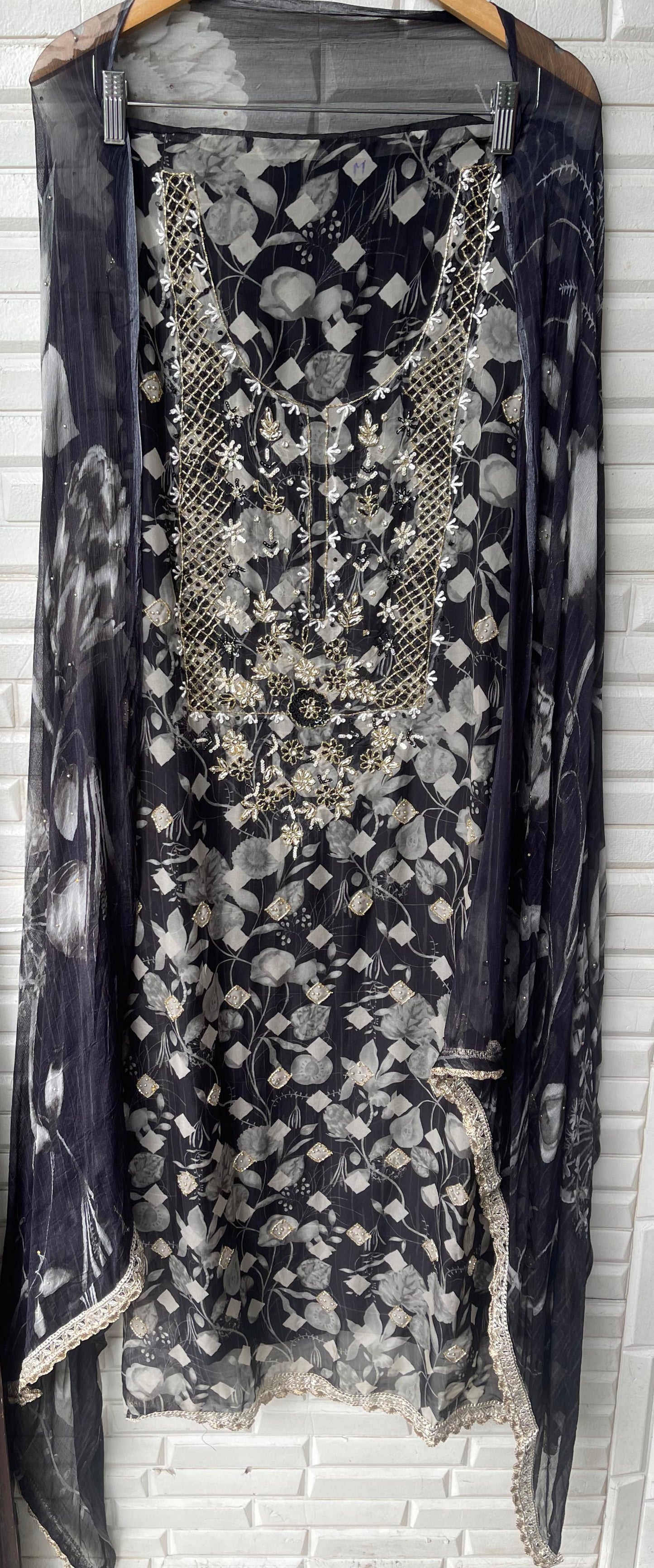 Organza unstitched ladies suit (b)