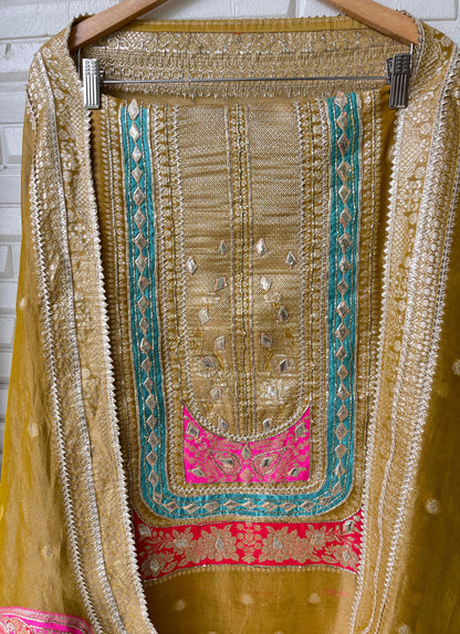 Banarasi shimmer silk unstitched ladies suit Rc17668 (a)