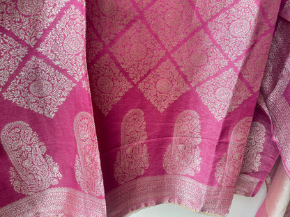 Fine Banarasi shimmer silk unstitched ladies suit Rc19267 (b)