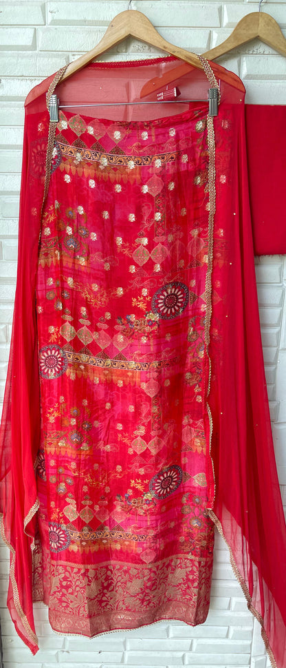 Banarasi silk unstitched ladies suit Rc17719