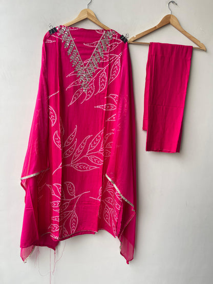 Muslin baandni printed unstitched ladies suit