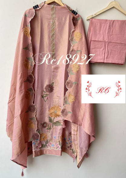 Soft shimmer silk unstitched ladies suit Rc18927