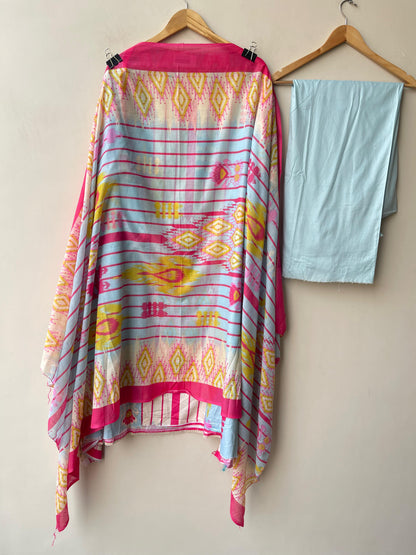 Ikkat print cotton unstitched ladies suit