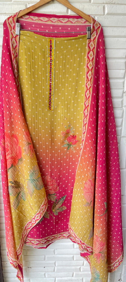 Crushed shimmer tissue unstitched ladies suit Rc17777 (b)